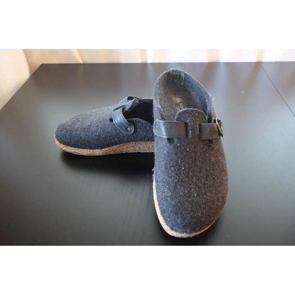 Haflinger Grizzly Wool Clogs Charcoal Gray Felt Cork Sole Mens 43 Womens 12